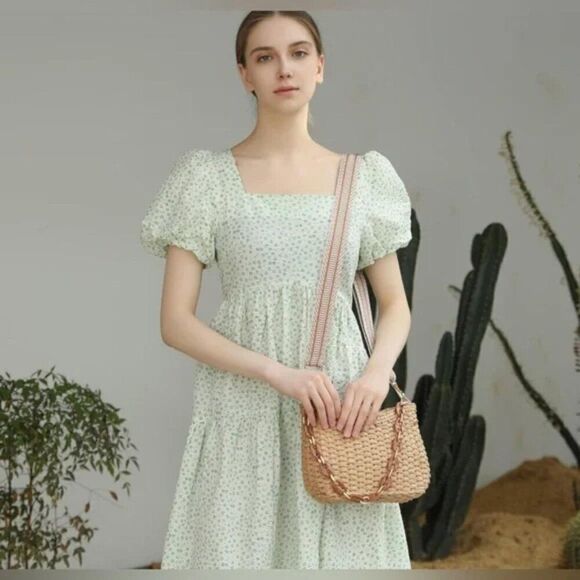 New Small Handmade Straw Pocketbook Crossbody Bag - Picture 3 of 10